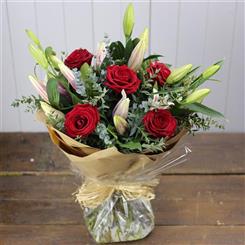 Luxurious Lily and Red Rose Bouquet